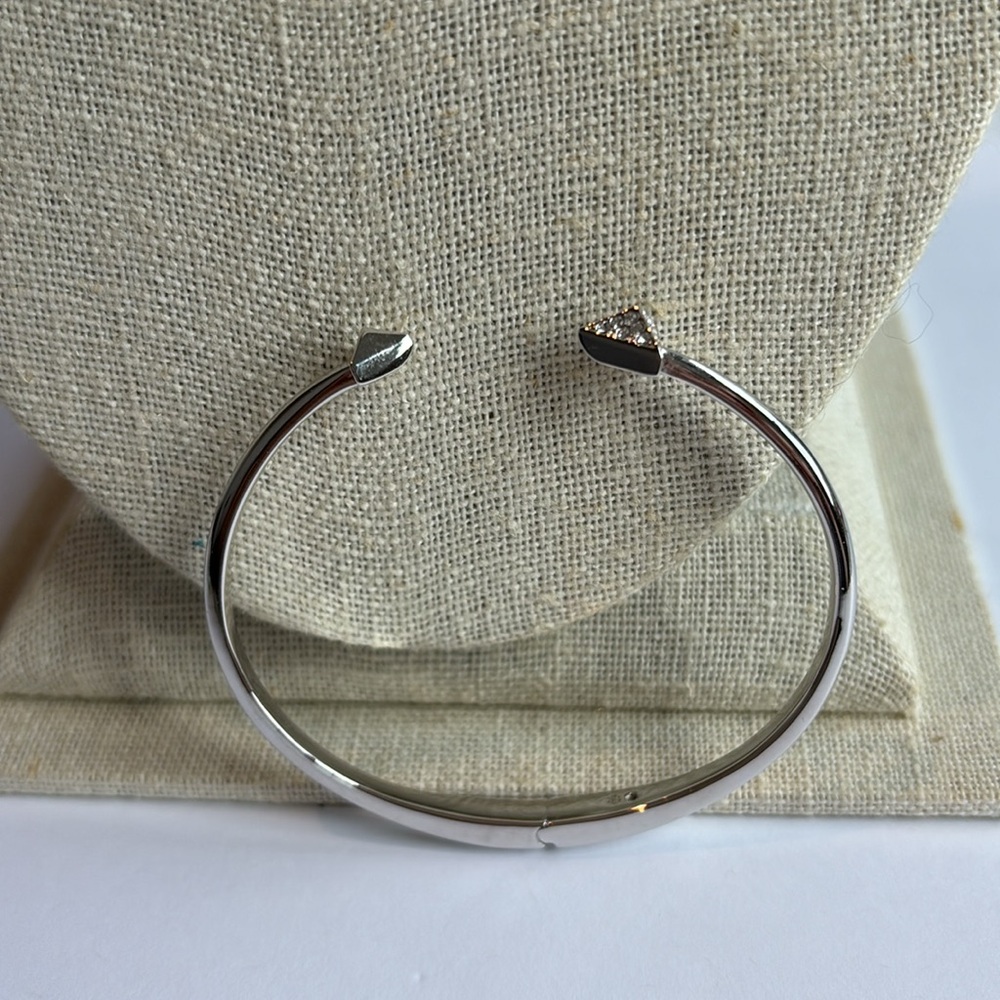 Cuff bracelet in silver tone, fits 6-7 in wrist, arrows, clear crystal s…